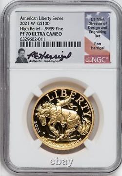 2021 W $100 American Liberty Series High Relief. 9999 Fine NGC PF70 Ultra Cameo