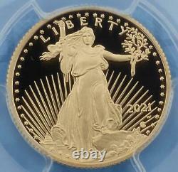 2021 W PCGS PR 69 D-Cam Type 2 Gold American Eagle $10 Coin, 1/4oz Fine Gold