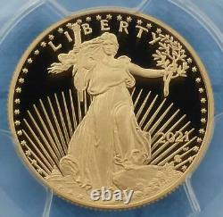 2021 W PCGS PR70 D-Cam Gold American Eagle, TYPE 2 $25 Coin, 1/2 oz Fine Gold