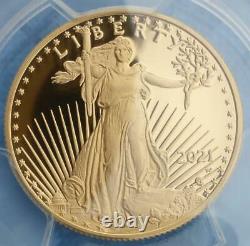 2021 W PCGS PR70 D-Cam Gold American Eagle, TYPE 2 $25 Coin, 1/2 oz Fine Gold