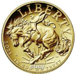 2021-W Proof 1 ounce 99.99 % Fine Gold American Liberty High Relief Box & COA