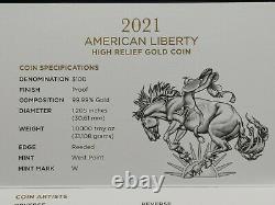 2021-w American Liberty High Relief Gold Coin 1 Oz 99.99% Fine Gold