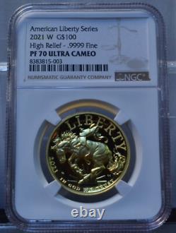 2021w $100 High Relief American Librty Series Ngc Pf70 Ucam 1 Oz. 9999 Fine Gold 2021w $100 High Relief American Librty Series Ngc Pf70 Ucam 1 Oz. 9999 Fine Gold