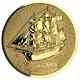 2022 1/10 Oz Cook Island's. 9999 Fine Gold Sailing Ship Bounty $10 Coin, Bu