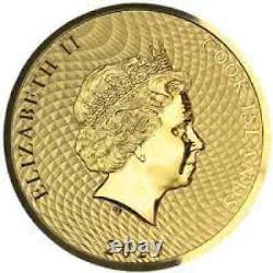 2022 1/10 Oz Cook Island's. 9999 Fine Gold Sailing Ship Bounty $10 Coin, BU