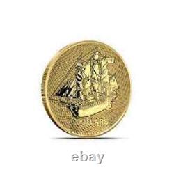 2022 1/10 Oz Cook Island's. 9999 Fine Gold Sailing Ship Bounty $10 Coin, BU