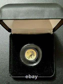 2022 1/10 oz Australian Gold Lunar Tiger Coin Bu Perth Mint. 9999 Fine Gold