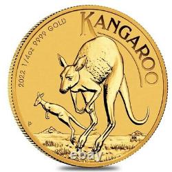 2022 1/4 oz Australian Gold Kangaroo Perth Mint Coin. 9999 Fine BU In Cap