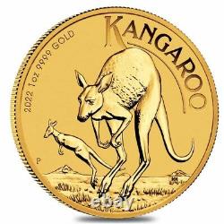 2022 1 oz Australian Gold Kangaroo Perth Mint Coin. 9999 Fine BU In Cap