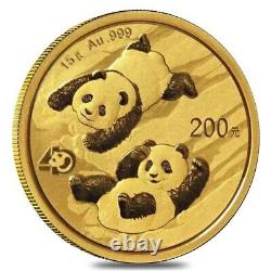 2022 15 gram Chinese Gold Panda 40th Ann Privy 200 Yuan. 999 Fine BU (Sealed)