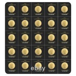 2022 25 x 1 gram Canadian Gold Maples $. 5 Coin. 9999 Fine Maplegram25 In Assay