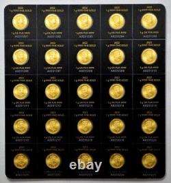 2022 25 x 1g Canadian Gold Maples 50 cents Coin 9999 Fine Maplegram25 In Assay