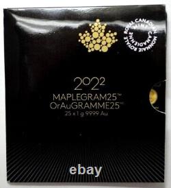 2022 25 x 1g Canadian Gold Maples 50 cents Coin 9999 Fine Maplegram25 In Assay