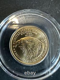 2022 $5 American Gold Eagle Brilliant Uncirculated 1/10 22KT Coin with CoA