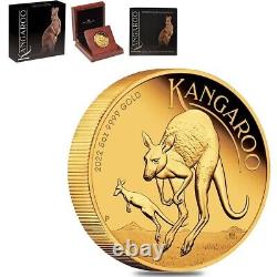 2022 5 oz Proof Gold Australian Kangaroo Perth Mint Coin. 9999 Fine withBox &