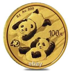 2022 8 gram Chinese Gold Panda 40th Ann Privy 100 Yuan. 999 Fine BU (Sealed)