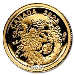 2022 Canada 1/20 oz Gold Earth Dragon Proof Coin. 9999 Fine Gold