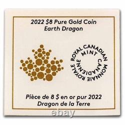 2022 Canada 1/20 oz Gold Earth Dragon Proof Coin. 9999 Fine Gold