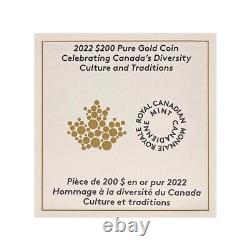 2022 Canada 1 oz Gold Culture and Traditions Canada's Diversity Coin. 9999 Fine