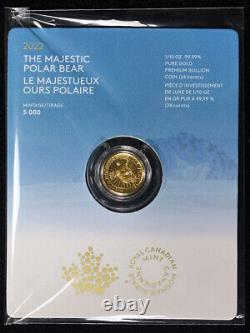 2022 Canada Gold 1/10 oz The Majestic Polar Bear. 9999 Fine Sealed OGP STOCK