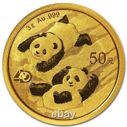 2022 China 3 Gram Gold Panda Brilliant Uncirculated. 999 Fine Gold Sealed