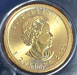 2022 Gold Canadian Maple Leaf 1/10 oz Fine Gold. 9999 Gem Bu