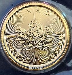 2022 Gold Canadian Maple Leaf 1/10 oz Fine Gold. 9999 Gem Bu