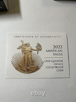 2022-W American Eagle $10 1/4th oz Fine GOLD Proof Coin 22ED