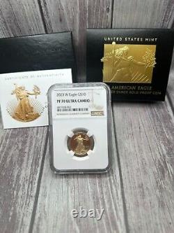 2022-W American Eagle $10 1/4th oz Fine GOLD Proof Coin 22ED NGC PF70