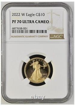 2022-W American Eagle $10 1/4th oz Fine GOLD Proof Coin 22ED NGC PF70