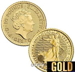 #2023 1/10 Oz 999.9% Fine REAL GOLD Royal Mint Britannia Bullion Investment COIN