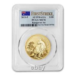 2023 $100 Australian Gold Kangaroo PCGS MS70 First Strike 1oz. 9999 fine coin