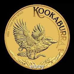 2024 1/10 oz $15 P Australia. 9999 Fine Gold Kookaburra BU Coin AMAZING STRIKE