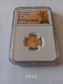 2024 $5 American Gold Eagle 1/10 oz. NGC MS70ER, ALS Label 0.9167 Gold 2024 $5 American Gold Eagle 1/10 oz. NGC MS70ER, ALS Label 0.9167 Gold