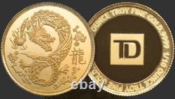 2024 CANADA DRAGON TD MINT 1/10oz. 9999 Pure 24k Fine GOLD Bullion Coin