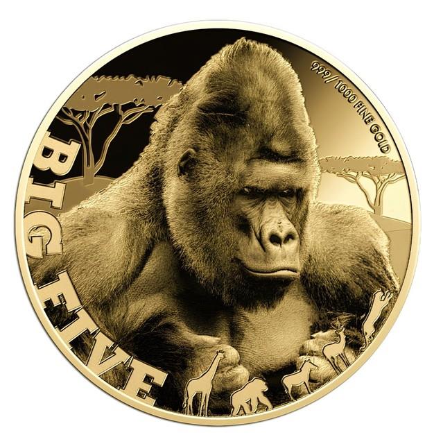 2024 Chad. 999 Fine Gold Coin Gorilla Monkey Africa Big Five Wildlife Wwf Rare
