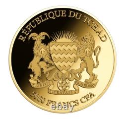 2024 Chad. 999 Fine Gold Coin Gorilla Monkey Africa Big Five Wildlife WWF RARE 2024 Chad. 999 Fine Gold Coin Gorilla Monkey Africa Big Five Wildlife WWF RARE