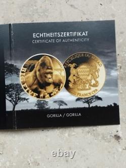 2024 Chad. 999 Fine Gold Coin Gorilla Monkey Africa Big Five Wildlife WWF RARE 2024 Chad. 999 Fine Gold Coin Gorilla Monkey Africa Big Five Wildlife WWF RARE