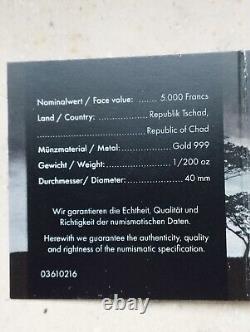 2024 Chad. 999 Fine Gold Coin Gorilla Monkey Africa Big Five Wildlife WWF RARE 2024 Chad. 999 Fine Gold Coin Gorilla Monkey Africa Big Five Wildlife WWF RARE