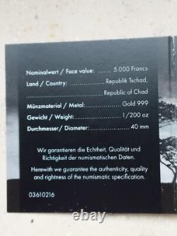 2024 Chad. 999 Fine Gold Coin Gorilla Monkey Africa Big Five Wildlife WWF RARE 2024 Chad. 999 Fine Gold Coin Gorilla Monkey Africa Big Five Wildlife WWF RARE