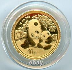 2024 China 1 Gram 999 Fine Gold Panda 10 Yuan Coin Brilliant Uncirculated