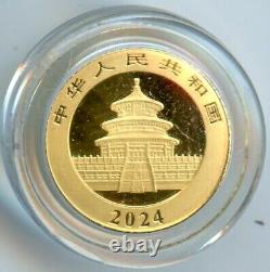 2024 China 1 Gram 999 Fine Gold Panda 10 Yuan Coin Brilliant Uncirculated