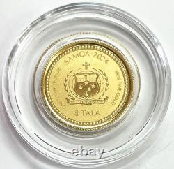 2024 Gold Samoa 1/10 Oz. 9999 Fine Lunar Year Of The Dragon Coin In Capsule