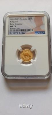 2024 P125 AustraliaG$15 Kangaroo, ER NGC MS70.999 Fine Gold, Charles 111, Cert