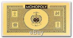 2024 Samoa $100 Monopoly 1 Gram. 999 Fine Gold Note, 1st Ever Gold Monopoly Note