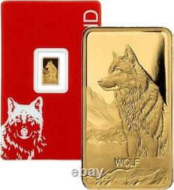 2024 Switzerland PAMP Wolf Fine 1 g Gold Bar 9999 Gold Coin Swiss Fauna Wildlife