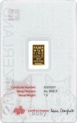 2024 Switzerland PAMP Wolf Fine 1 g Gold Bar 9999 Gold Coin Swiss Fauna Wildlife