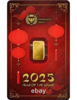 2025 Germania Mint 1 Gram Gold Year Of The Snake In Assay 999.9 Fine