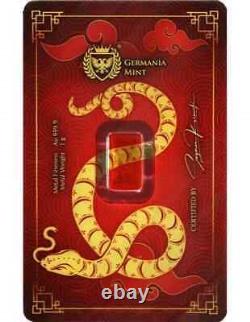 2025 Germania Mint 1 Gram Gold Year Of The Snake In Assay 999.9 Fine 2025 Germania Mint 1 Gram Gold Year Of The Snake In Assay 999.9 Fine