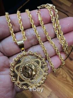 21Carat 21K 875 Fine Real Yellow Gold 21.5 /22 Long Rope Coin Necklace 11.8g